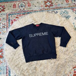 Supreme Zig Zag Stitch Panel Crewneck sweatshirt Black Size medium